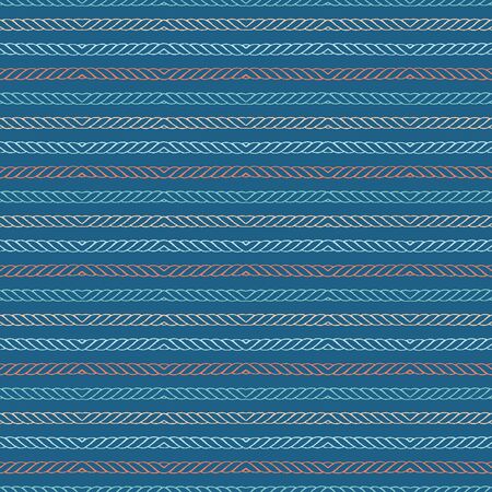 Hand drawn textured maritime rope stripes. Seamless vector pattern. Striped seaside coastal fashion textiles. All over print. Nautical rigging stationery, ocean marine home decor. Turquoise teal greenのイラスト素材