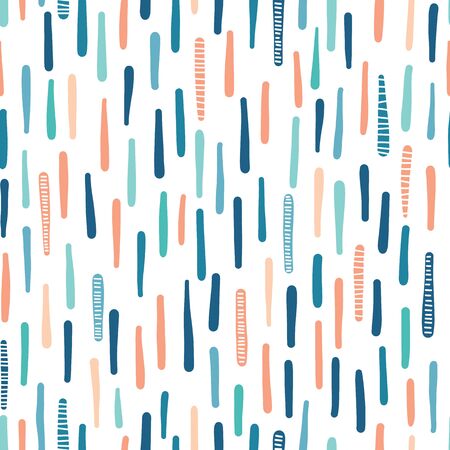 Hand drawn vertical textured maritime stripes. Seamless vector pattern. Striped seaside coastal fashion textile. All over print. Nautical stationery, ocean marine home decor. Turquoise blue teal greenのイラスト素材