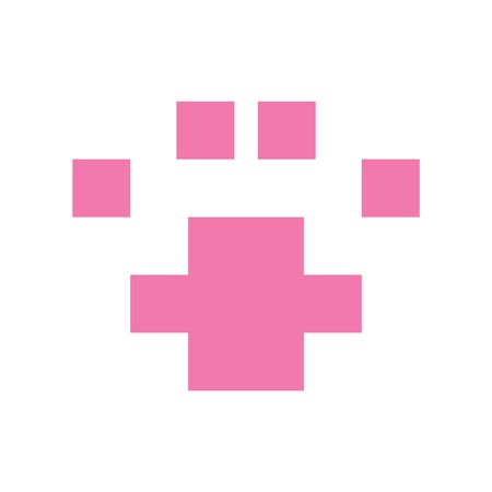 Cute 8 bit paw print vector illustration. Pet footprint clipart.のイラスト素材