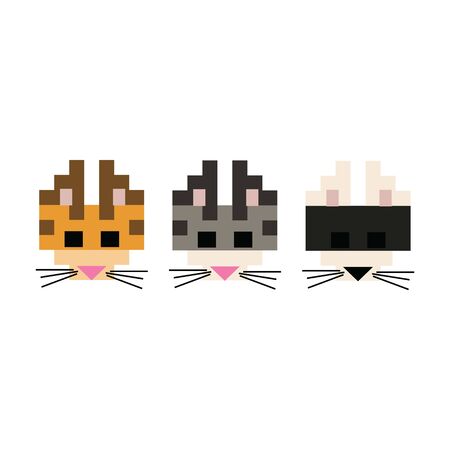 Cute 8 bit cat breed vector illustration. Pixel feline pet clipart.のイラスト素材