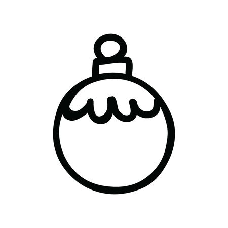 Cute christmas bauble lineart cartoon vector illustration motif set. Hand drawn isolated festive monochrome tree decoration elements clipart for xmas blog, santa graphic.のイラスト素材