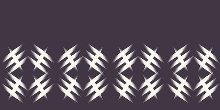 Modern geometric hand drawn woven tie dye style border. Repeating abstract gradient background. Ornamental monochrome geo. Trendy surface design ribbon trim. Seamless vector ethnic tribal edging tapeのイラスト素材