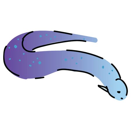 Cute purple eel vector. Hand drawn ocean sealife clipart.のイラスト素材