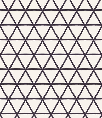 Seamless vector pattern. Hand drawn triangle lattice grid . Repeating geo background. Monochrome...