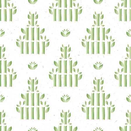 Hand made bamboo stem seamless pattern. Japanese abstract geo botanical . Soft grass green neutral tones. All over recycled print for asian homedecor, fashion. Vector swatch repeatのイラスト素材