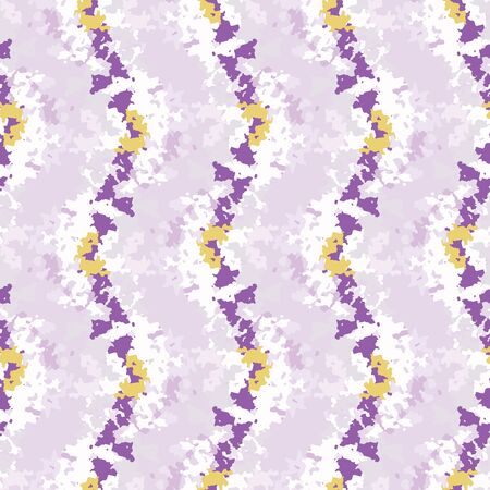 Lilac tie dye broken vertical wavy stripe background. Seamless pattern wax print bleached resist. Irregular striped dip dyed batik textile. Variegated textured abstract wave trendy fashion.のイラスト素材