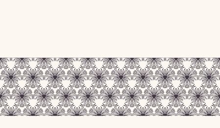 Seamless pattern ornamental flower background.Floral monochrome stripe. Vector ribbon edging trimのイラスト素材