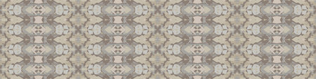 Hand drawn damask stripe seamless border pattern. Modern japanese medallion motif on natural...