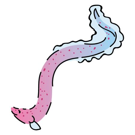 Cute ocean eel vector. Hand drawn underwater life clipart.のイラスト素材