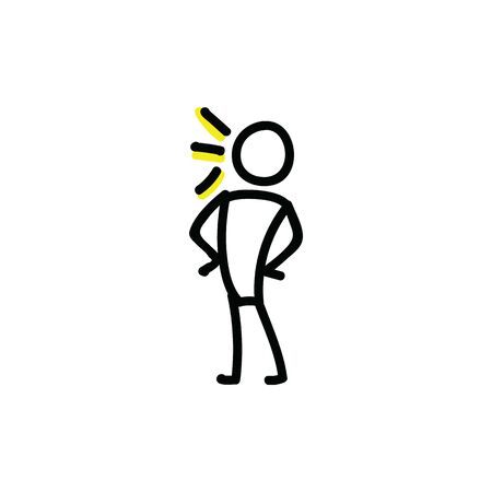 Self confidence stickman vector illustration. Puffed chest stick figure concept clipart. Ux design pictogram. のイラスト素材