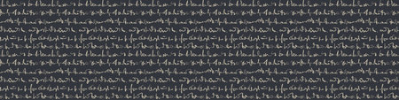 Handwriting Illegible Text Texture Border Background. Vertical Letter Line Seamless Pattern Bordure....