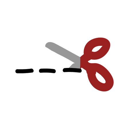 Cute Cutting Scissors Cartoon Vector Illustration. Hand Drawn Stationary Tool Element Clip Art for School Supply Concept. Arts and Crafts Graphic, Metal Blade Web Button. EPS 10 Motif.のイラスト素材