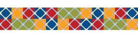 Portuguese Mosaic Tile Seamless Border Pattern. Ceramic Azulejo Style. Tiled Motif Graphic Banner. Traditional Portugal Tourism Ribbon Trim.Travel Brochure Background. Packaging Design.のイラスト素材