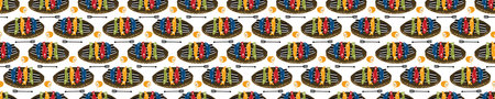 Grilled Sardines Fish Seamless Vector Border Pattern. Traditional BBQ Motif. Lisbon St Anthony...
