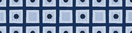 Embroidery Border Boro Fabric Circle. Sashiko Kantha Vector Pattern. Needlework Seamless Banner...