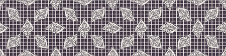 Hand Drawn Paisley Motif Seamless Border Pattern. Ornate Arabesque Ornamental Background.