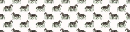 Cartoon Toy Zebra Seamless Border Pattern.のイラスト素材
