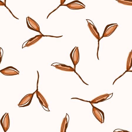 Watercolor Leaf Stem  Seamless Pattern.のイラスト素材