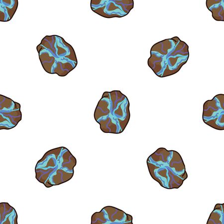 Mystic blue opal crystal vector seamless pattern. Hand drawn birth stone geology crystal background. Trendy magic mineral fashion home decor. Esoteric all over mineral print.のイラスト素材