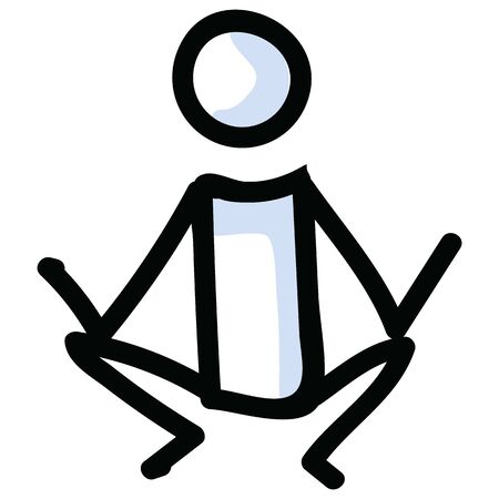 Hand Drawn Stick Figure Lotus Yoga Pose. Concept of Stretching Excercise for wellness Illustration. Simple Icon Motif of Relax Fitness Workout. Energy, Mind, Peace, Chakra Clip Art. のイラスト素材