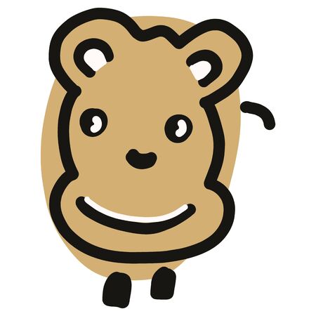 Hand drawn hippopotamus clipart. Hand drawn naive African aquatic mammal. Safari faune hippo cute illustration in flat color. Isolated fat, amphibius, natural. Vector EPS 10.のイラスト素材