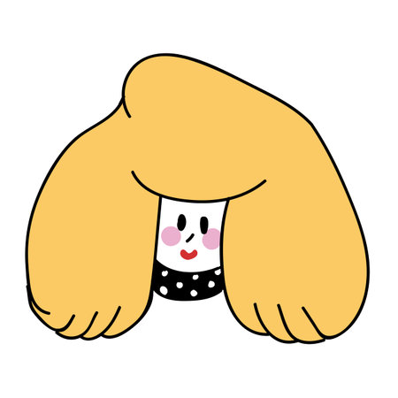 Cute girl kawaii person vector clipart. Japanese style cartoon smiling and happy woman. Adorable girly hand drawn sketch.のイラスト素材