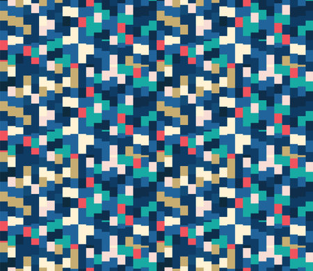 Classic Blue Close Up Mini Pixel Grid Mosaic Texture Background. Dark Abstract Macro Seamless...