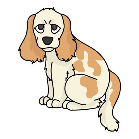 Cute cartoon cocker spaniel puppy dog vector clipart. Pedigree kennel doggie breed for dog lovers. Purebred domestic puppy for pet parlor illustration mascot. Isolated canine hunting breed. EPS 10.のイラスト素材