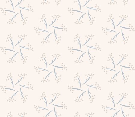 French shabby chic damask vector texture background. Dainty seed circle in blue on off white seamless pattern. Hand drawn floral interior home decor swatch. Classic farmouse style all over printのイラスト素材