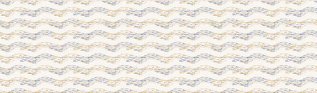 Grey french linen vector broken wave stripe border texture seamless pattern. Brush stroke grunge...
