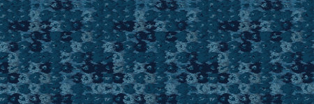 Classic blue blurred vector texture seamless border pattern. Variegated soft blended marble dyed...