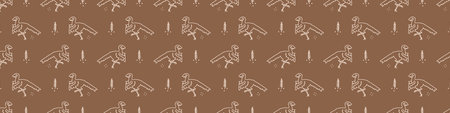 Seamless background archaeopteryx dinosaur gender neutral baby border pattern. Simple whimsical...
