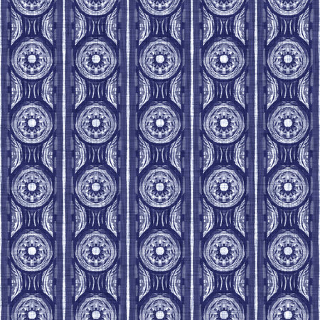 Seamless indigo washed stripe texture. Blue woven boro linen cotton dyed effect background. Japanese...