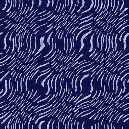 Seamless indigo washed stripe texture. Blue woven boro linen cotton dyed effect background. Japanese...