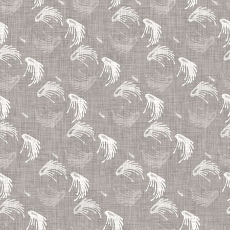 Natural gray french woven linen texture background. Old ecru flax leaf stripe seamless pattern. Organic french farmhouse weave fabric for all over print.の写真素材