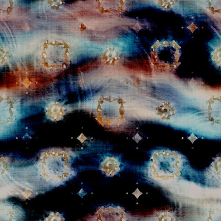 Blurry watercolor glitch artistic damask texture background. Irregular bleeding tie dye seamless...