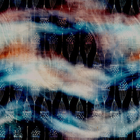 Blurry watercolor glitch creative floral texture background. Irregular bleeding tie dye seamless...