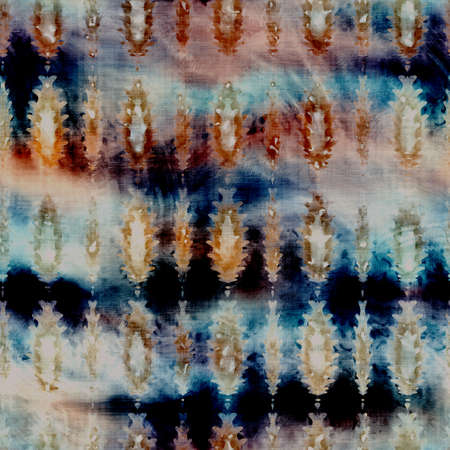 Blurry watercolor glitch artistic stripe texture background. Irregular bleeding tie dye seamless pattern. Ombre distorted boho batik all over print. Variegated trendy striped moody dark wet effect.の写真素材