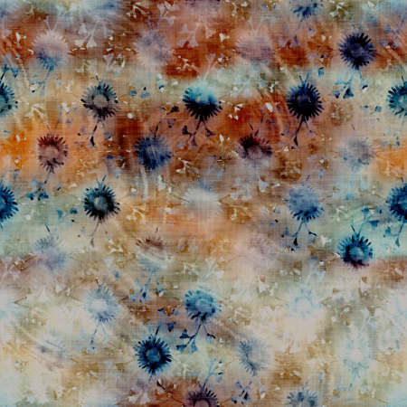 Blurry watercolor glitch creative floral texture background. Irregular bleeding tie dye seamless pattern. Ombre distorted boho batik all over print. Variegated moody dark flower wet effect.の写真素材