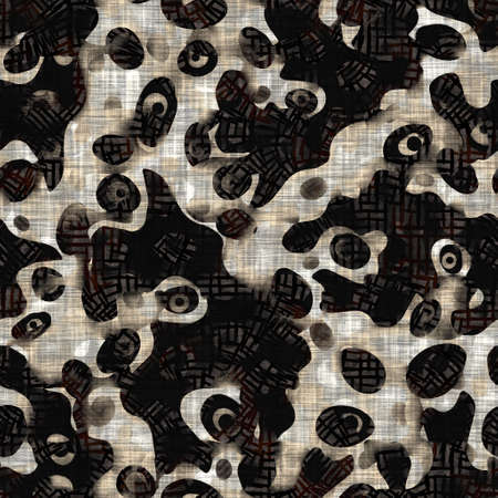 Seamless modern sepia camo print texture background. Worn mottled camouflage skin pattern textile fabric. Grunge rough blur linen all over printの写真素材