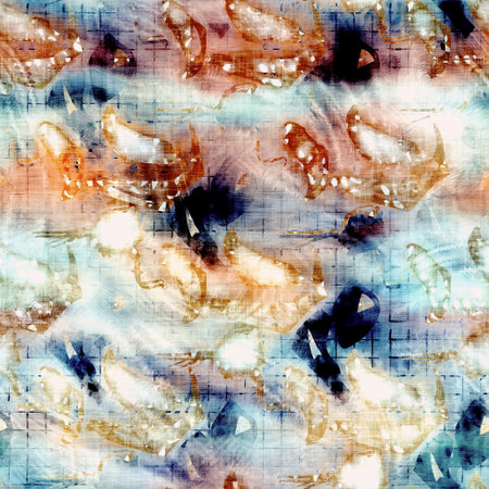 Blurry watercolor glitch mottled texture background. Irregular bleeding tie dye seamless pattern....