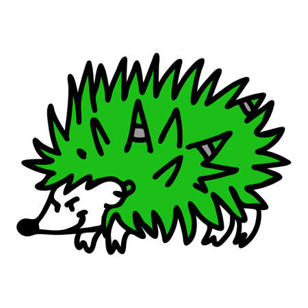 Punk rock hedgehog vector illustration clipart. Simple alternative sticker. Kids emo rocker cute hand drawn cartoon animal with attitude motifのイラスト素材