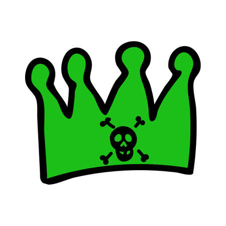Punk rock crown vector illustration clipart. Simple alternative sticker. Kids emo rocker cute hand drawn cartoon grungy tattoo with attitude motif.のイラスト素材