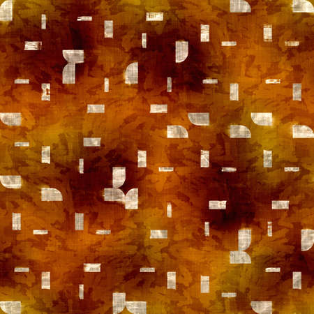 Seamless modern sepia brown blockprint collage print. Grunge watercolor texture background. Worn mottled washed out pattern textile fabric. Painterly blur linen all over printの写真素材