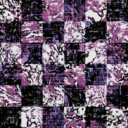 Seamless modern boho tie dye check print. Grunge watercolor texture square grid geometric...