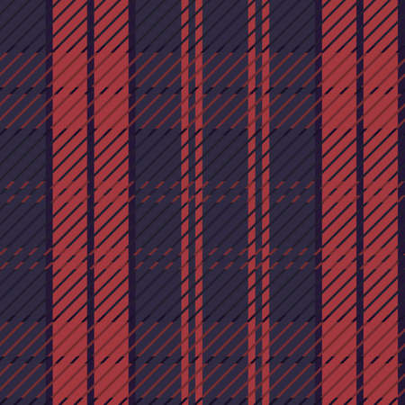Cute red plaid vector seamless pattern. Checkered scottish flannel print for celtic home decor. For highland tweed trendy graphic design. Tiled rustic houndstooth grid.のイラスト素材