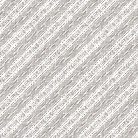 Seamless gray french woven linen rope stripe texture background. Farmhouse ecru flax hemp fiber...