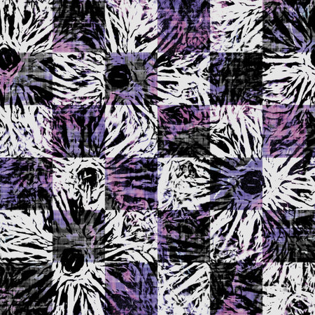 Seamless modern boho tie dye check print. Grunge watercolor texture square grid geometric...