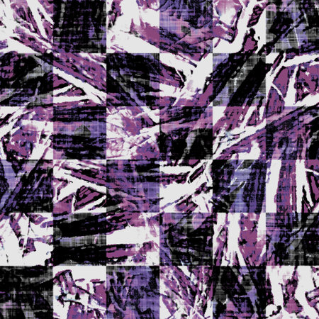 Seamless modern boho tie dye check print. Grunge watercolor texture square grid geometric...