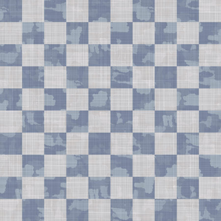 Seamless french blue white farmhouse style gingham texture. Woven linen check cloth pattern...